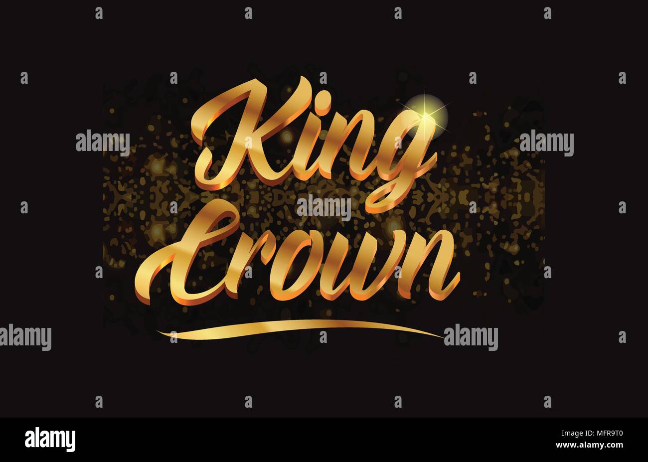 king crown gold word text with sparkle and glitter background suitable for card, brochure or typography logo design Stock Vector