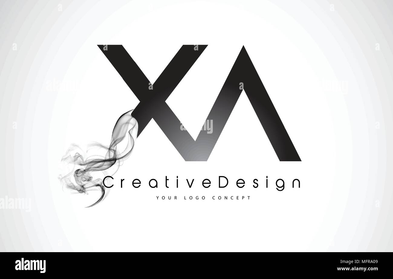 XA Letter Logo Design with Black Smoke. Creative Modern Smoke Letters Vector Icon Logo Illustration. Stock Vector