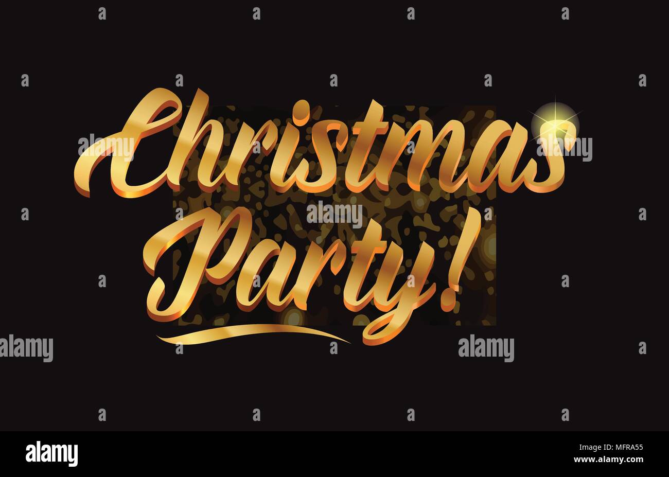 christmas party gold word text with sparkle and glitter background