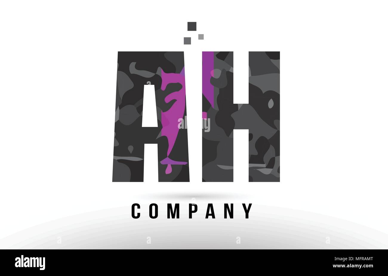 purple black alphabet letter ah a h logo combination design suitable ...