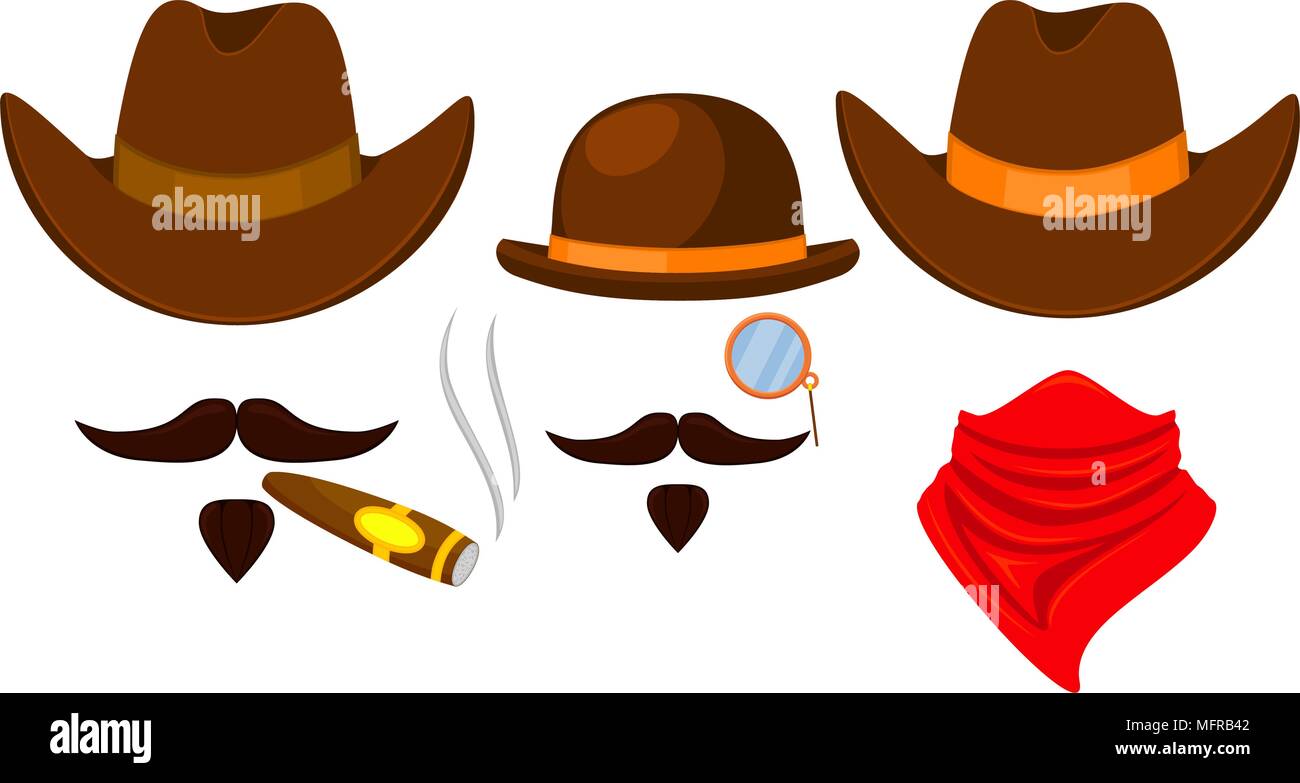 Colorful cartoon 3 cowboy avatars Stock Vector