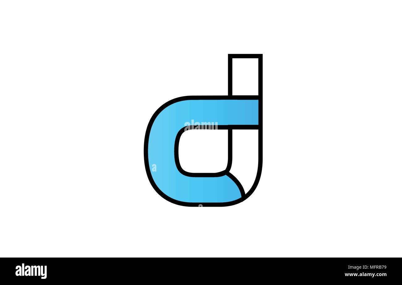 alphabet letter d logo design with black border and blue color suitable ...
