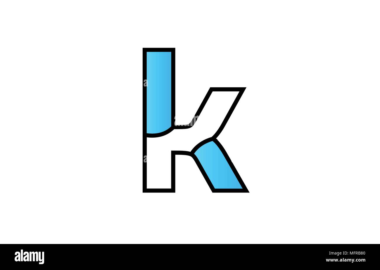 alphabet letter k logo design with black border and blue color suitable ...