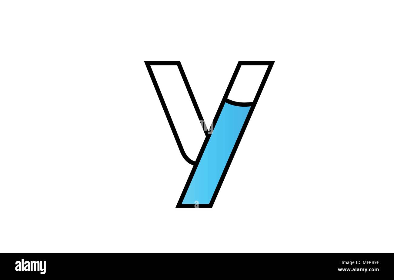alphabet letter y logo design with black border and blue color suitable ...