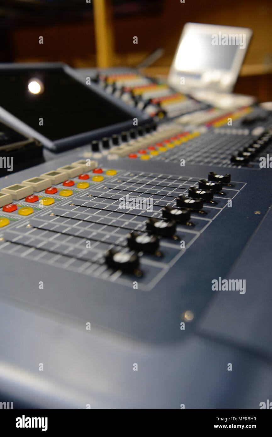 Close Ups Of Professional Music Mixing Desks Stock Photo