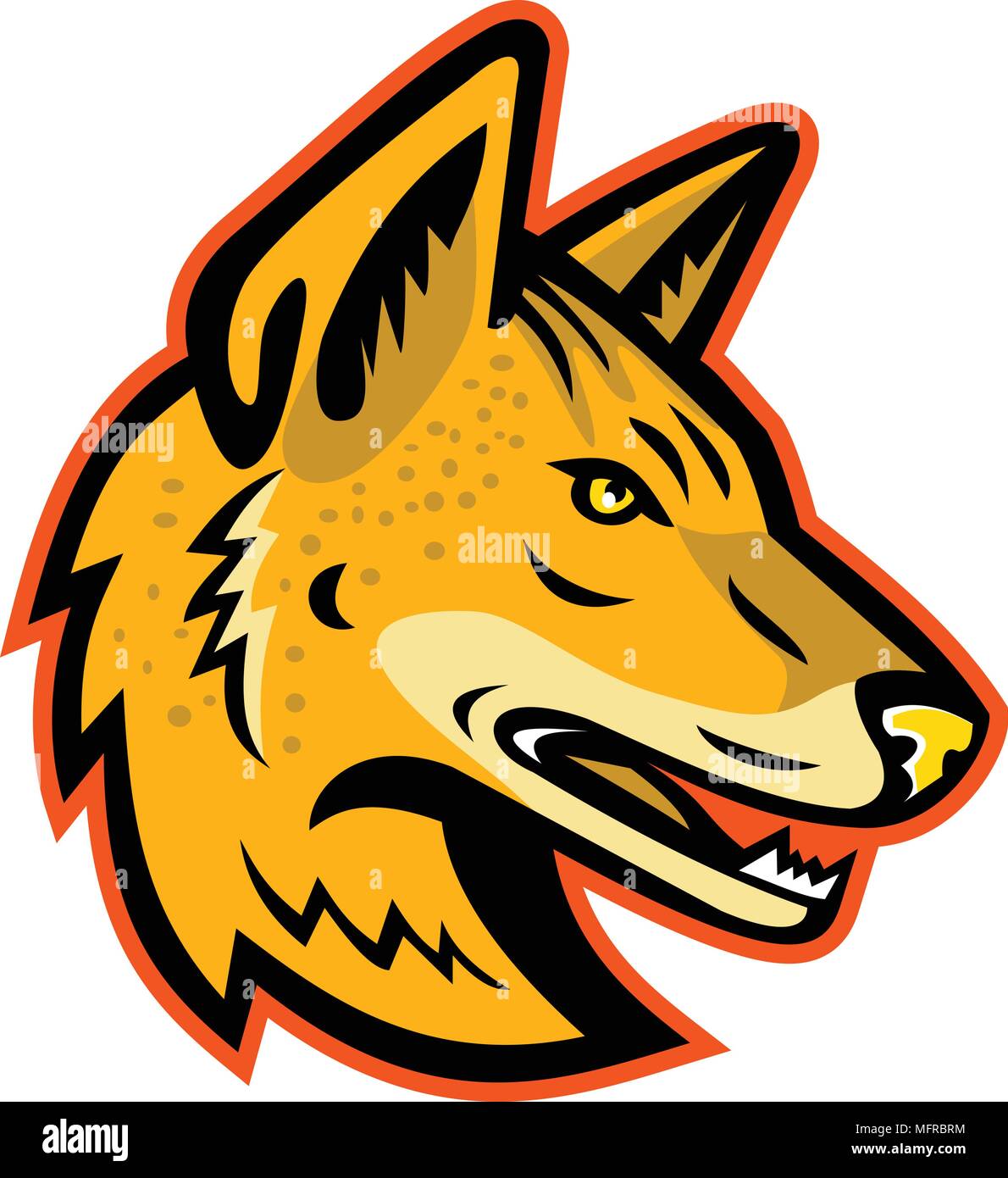 Mascot icon illustration of head of an Arabian wolf or Canis lupus arabs, a subspecies of gray wolf viewed from side on isolated background in retro s Stock Vector