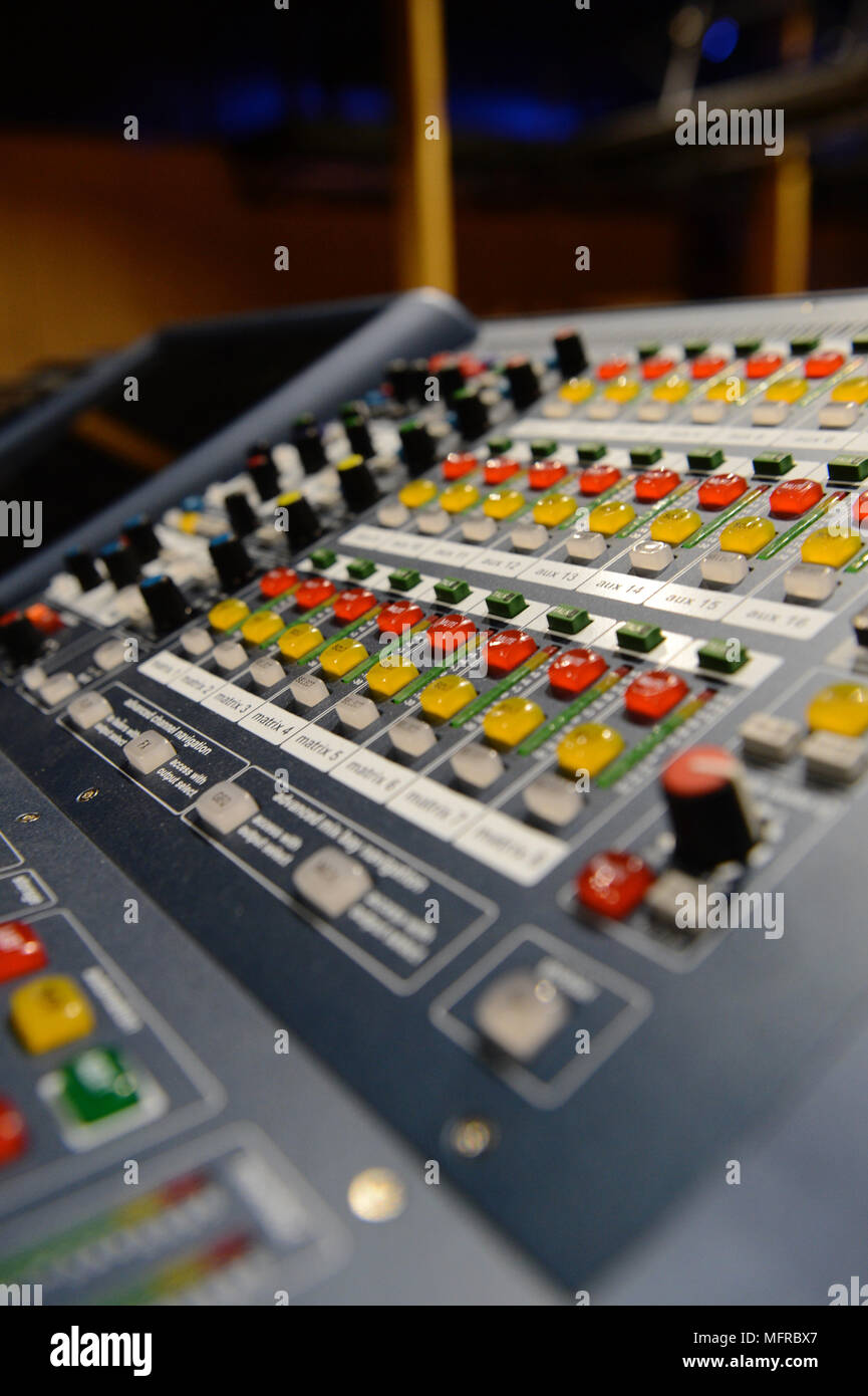 Close Ups Of Professional Music Mixing Desks Stock Photo