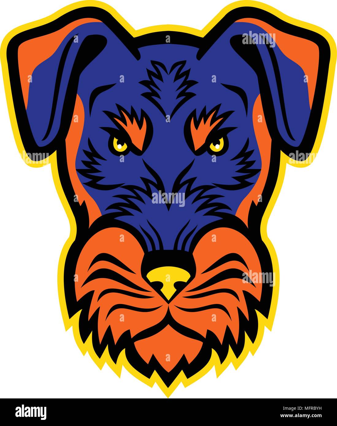 Mascot icon illustration of head of an angry Jagdterrier, Hunting Terrier or German Hunt Terrier, a breed of working dog viewed from front on isolated Stock Vector