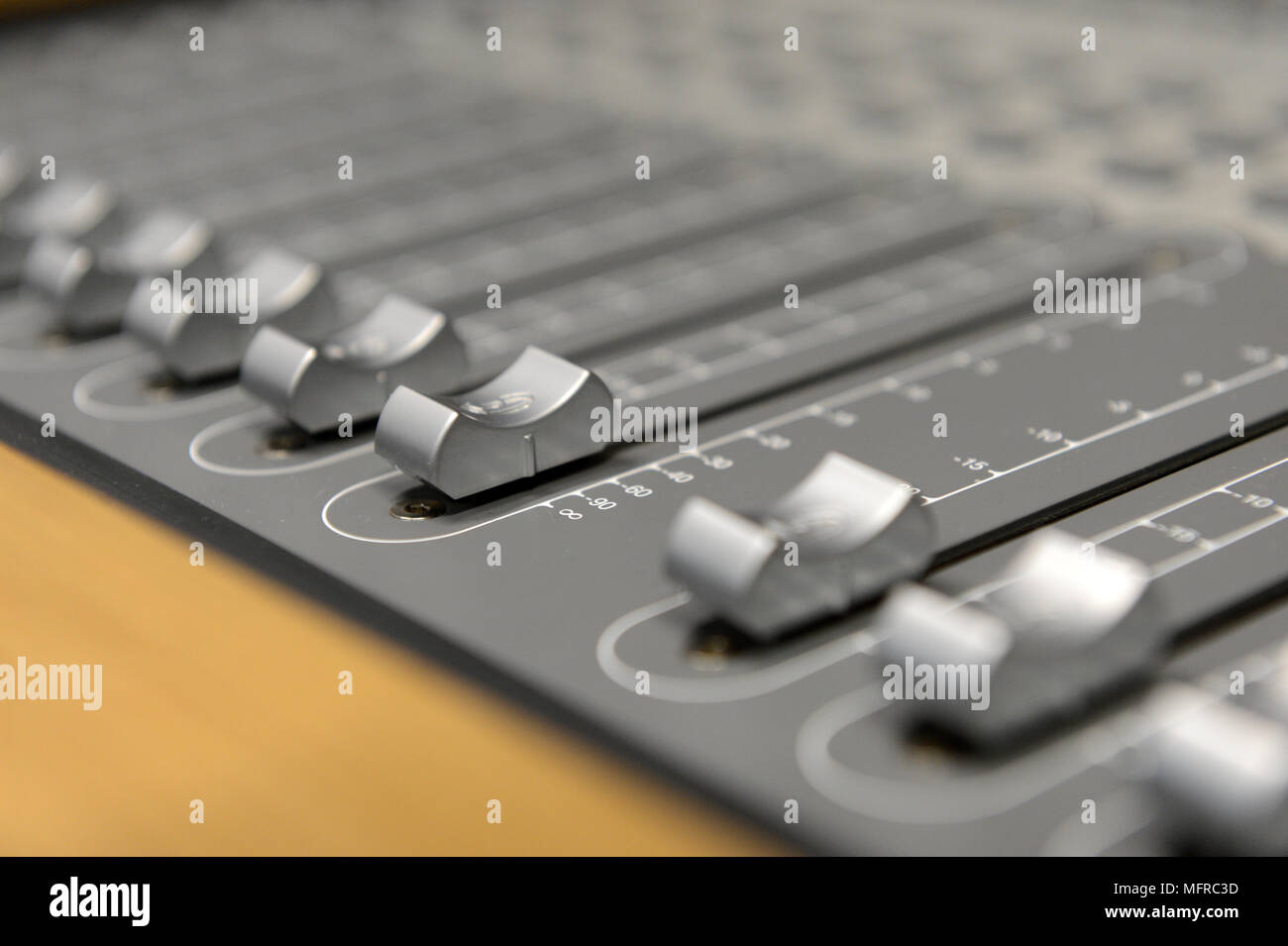 Close Ups of professional music mixing desks Stock Photo Alamy
