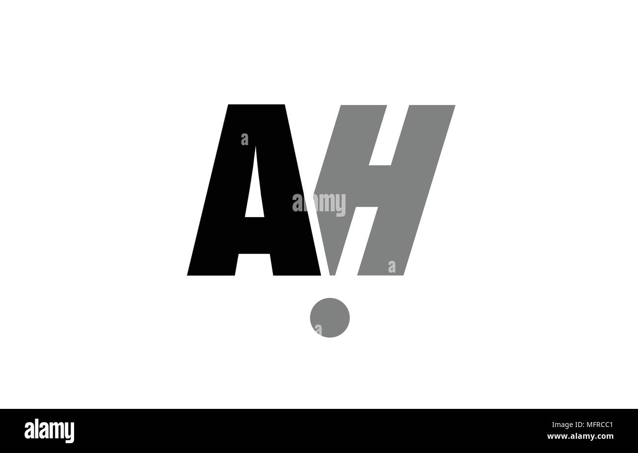 creative logo icon combination of alphabet letter ah a h in black and grey isolated on white background with simple efficient design Stock Vector