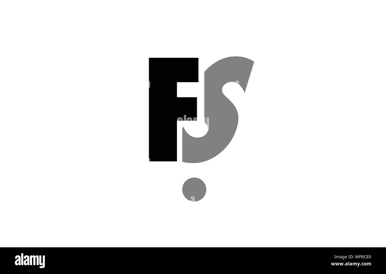 creative logo icon combination of alphabet letter fs f s in black and grey isolated on white