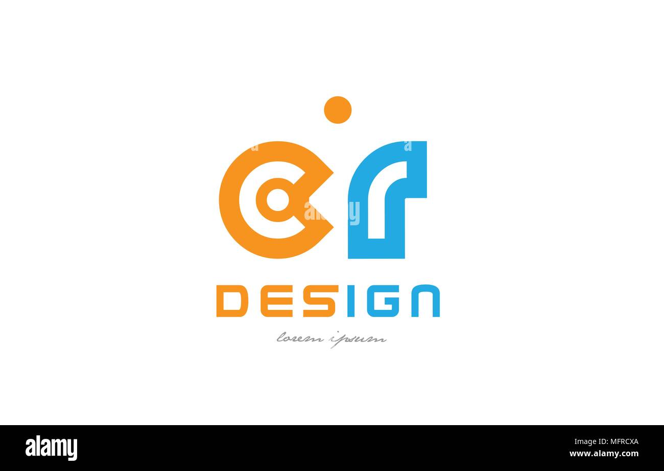 alphabet letter logo combination cr c r in orange and blue suitable for a business or company Stock Vector
