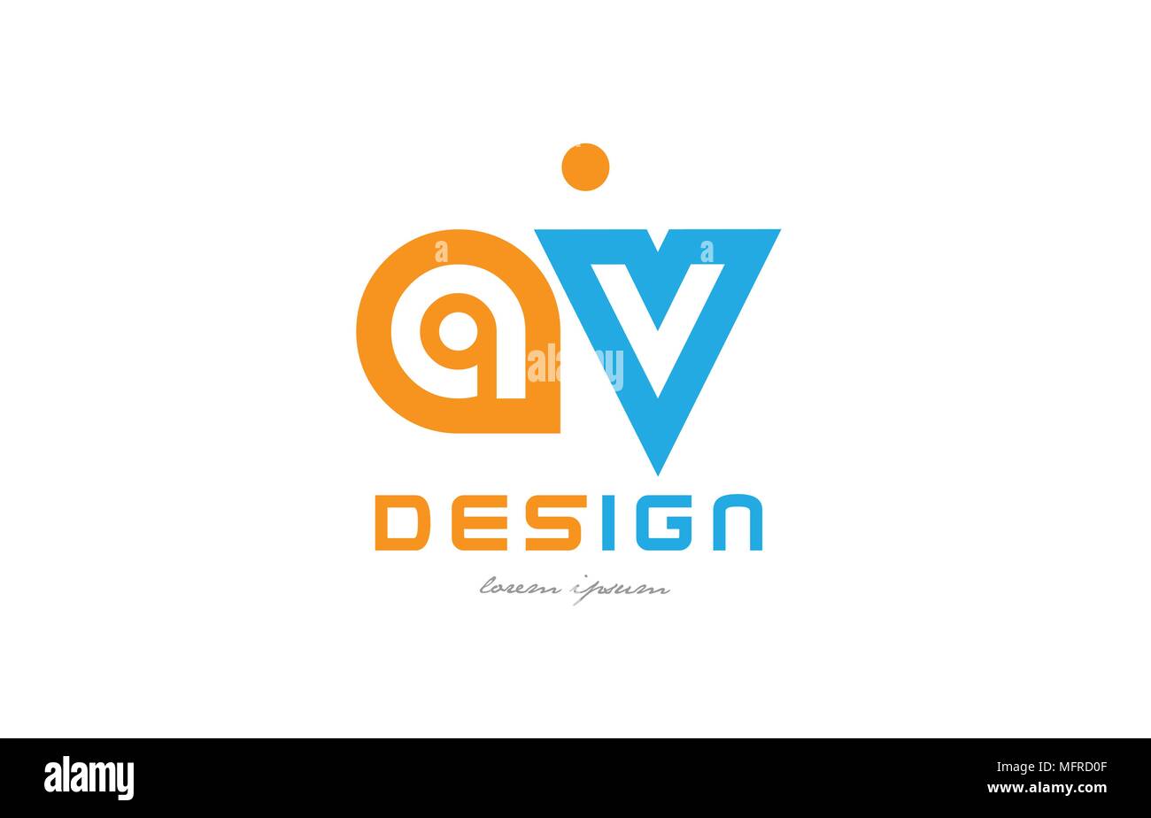 alphabet letter logo combination av a v in orange and blue suitable for ...