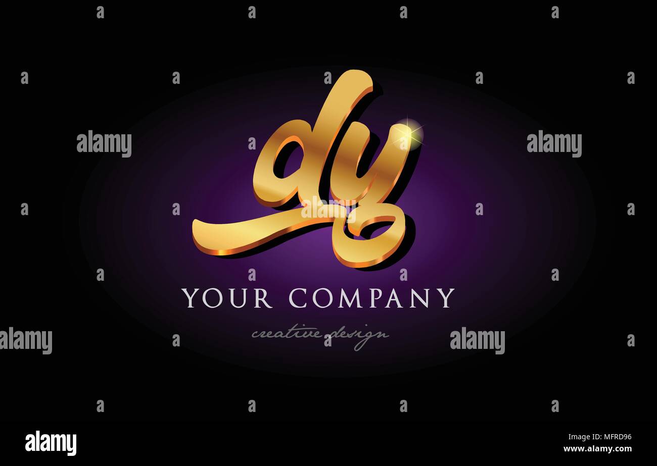 dy  d y alphabet combination letter logo in gold golden 3d metal beautiful typography suitable for banner brochure design Stock Vector