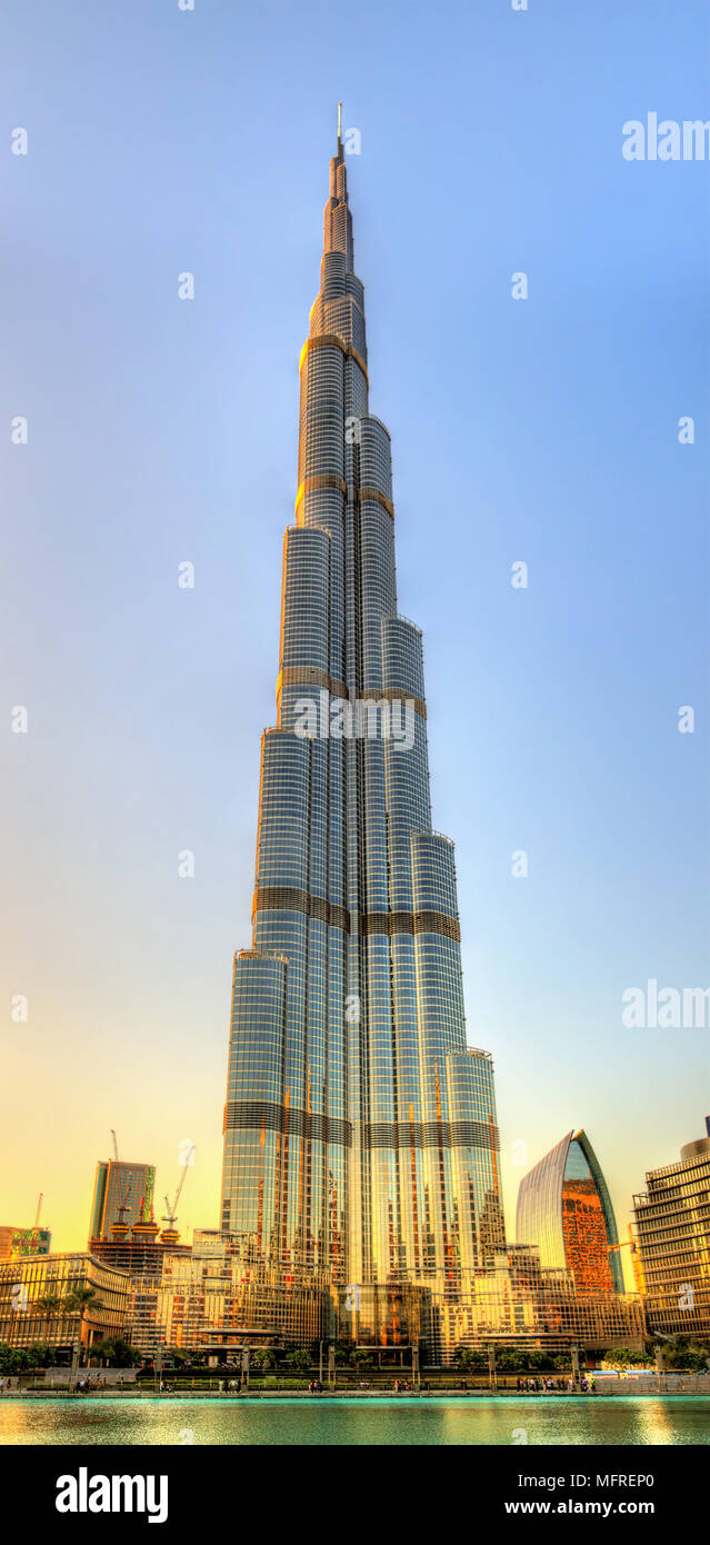 DUBAI, UAE - JANUARY 1: View of Burj Khalifa tower in Dubai on J Stock Photo