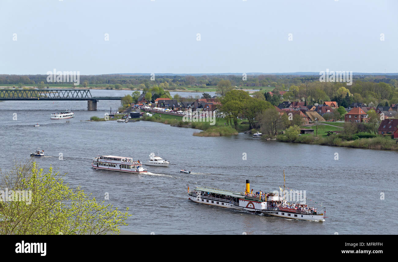 Elbe shipping festival Kurs-Elbe-Tag, Lauenburg, Schleswig-Holstein, Germany Stock Photo