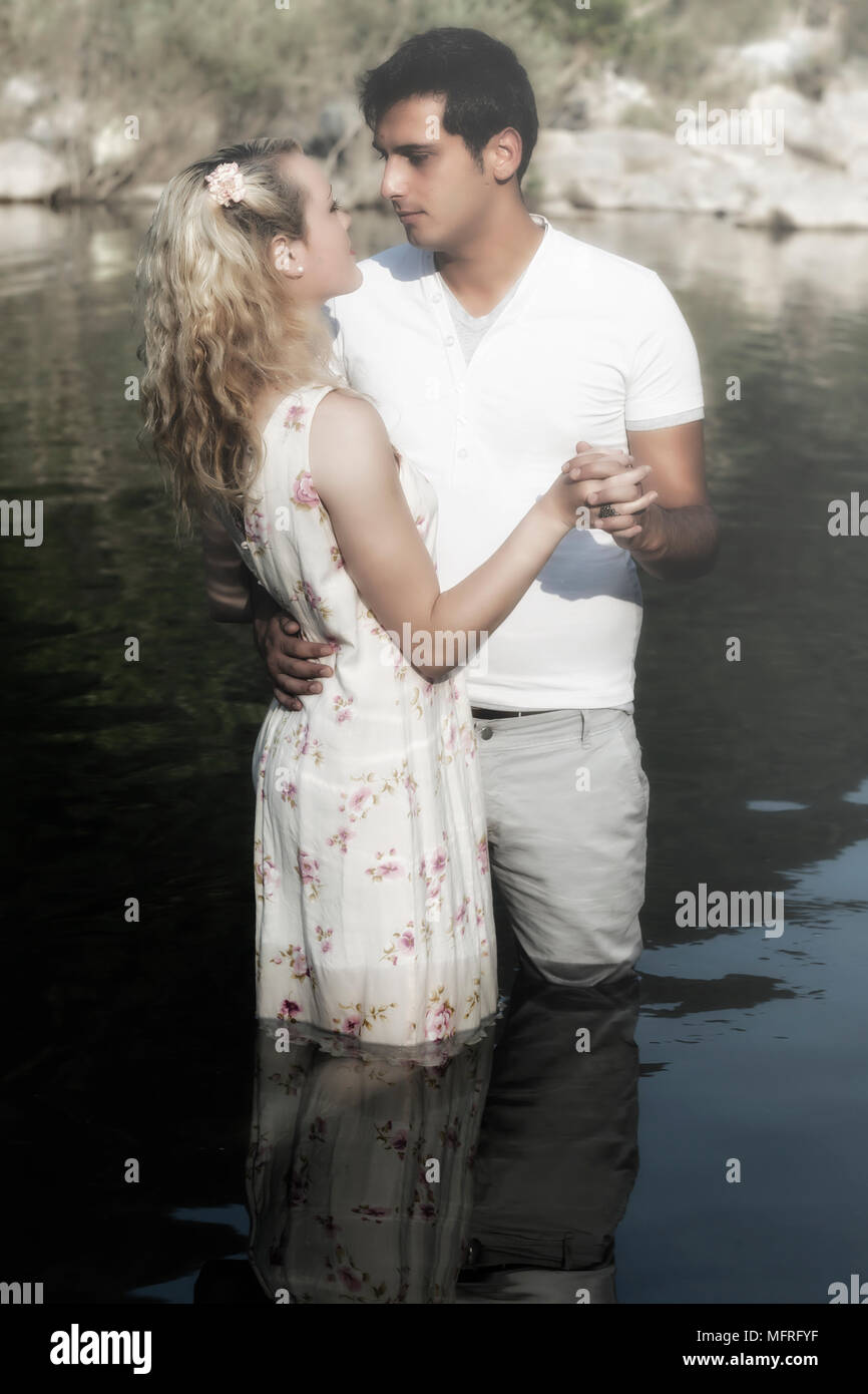 a couple dancing in water Stock Photo - Alamy