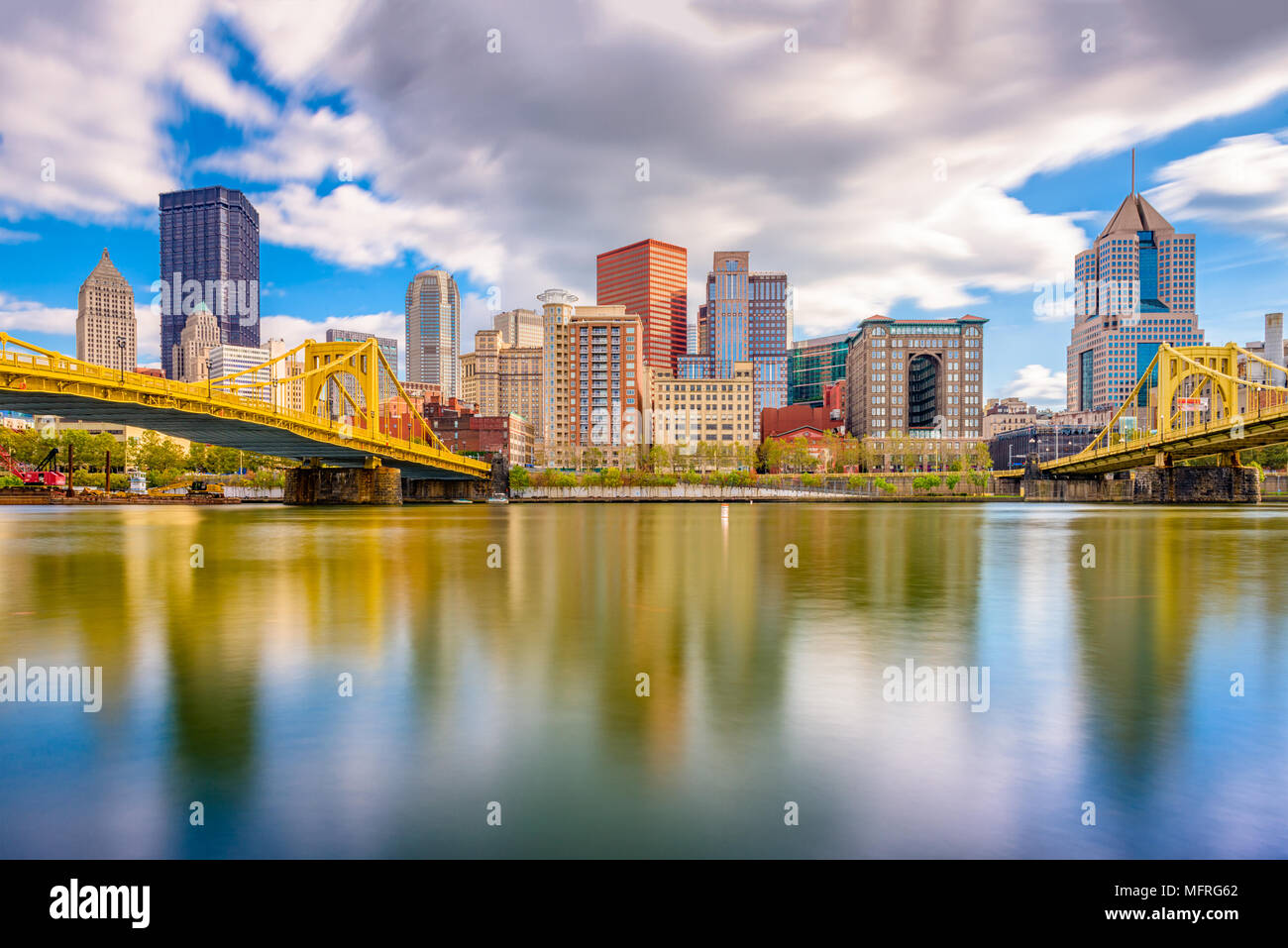 Pittsburgh, Pennsylvania, USA skyline on the river. Stock Photo