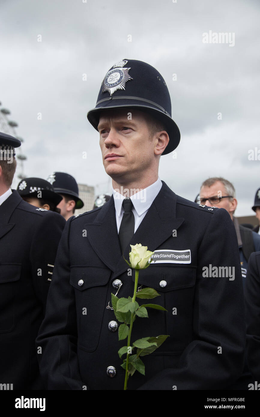 Policeman Westminster Bridge Attack Solidarity March Stock Photo