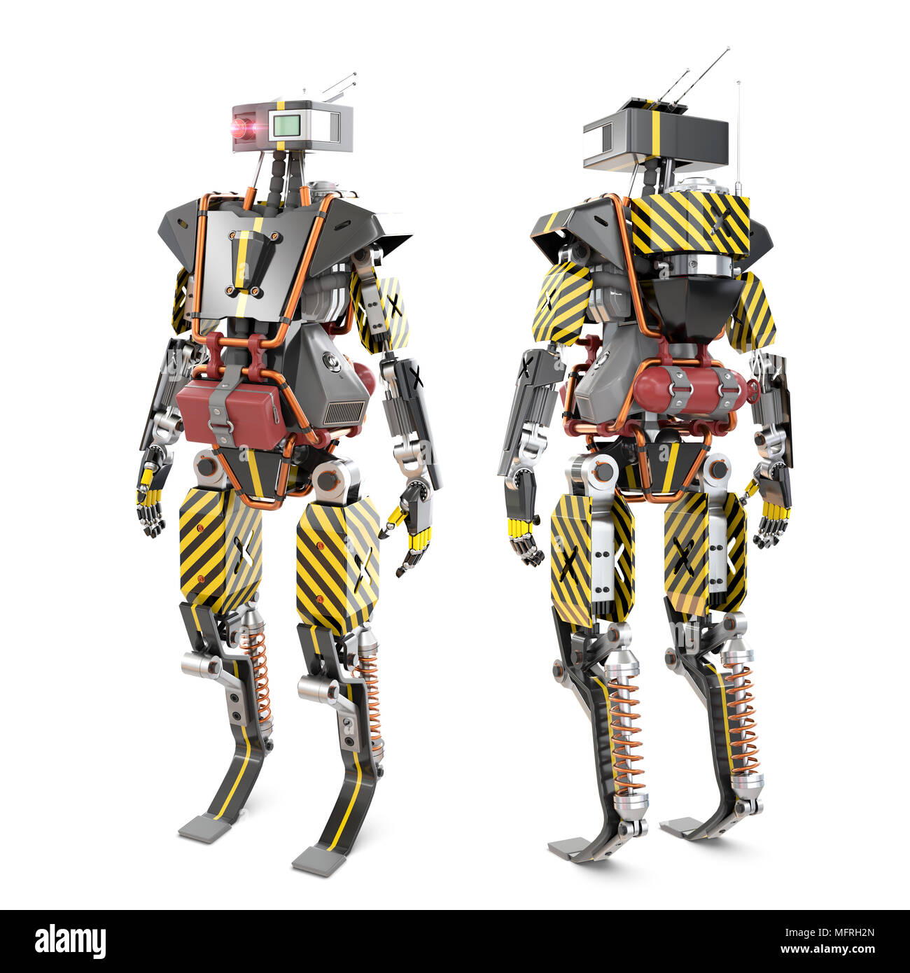 Robot worker front and rear, 3d rendering Stock Photo