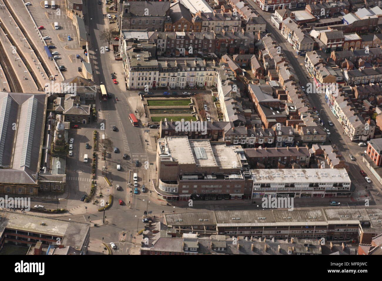 Aerial Scarborough town centre Stock Photo