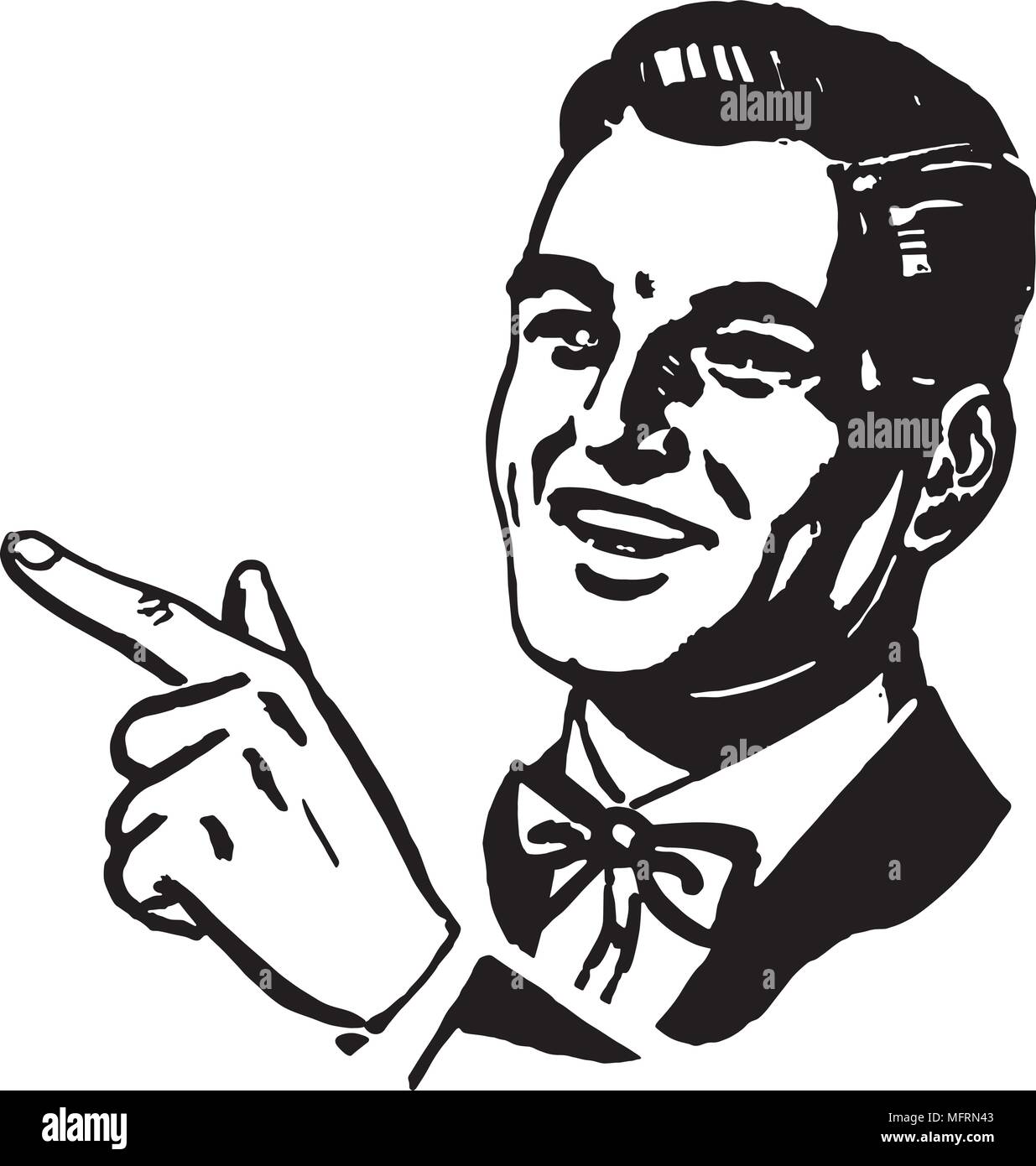 Man Pointing - Retro Clipart Illustration Stock Vector Image & Art - Alamy