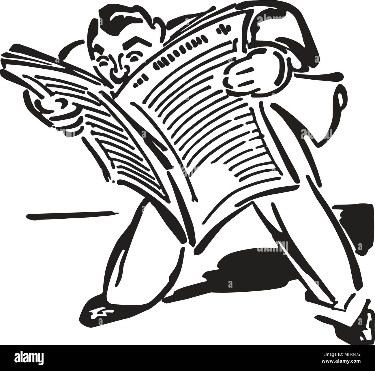 Man Reading Newspaper Retro Clipart Illustration Stock Vector Image Art Alamy