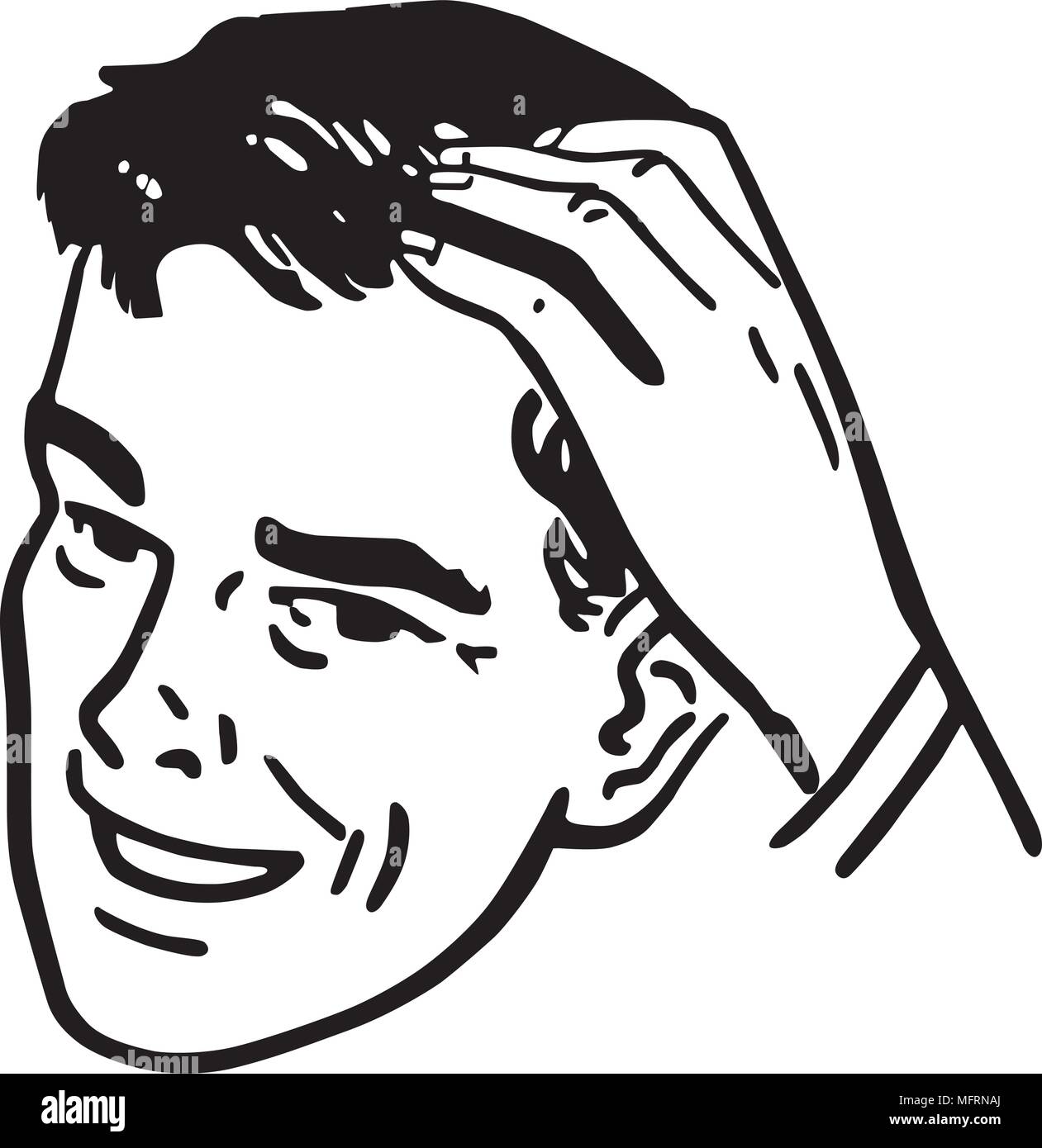 Man Scratching Head Retro Clipart Illustration Stock Vector Image