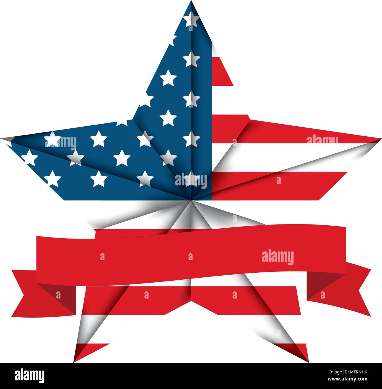 united states of america emblem with star shape and ribbon vector ...