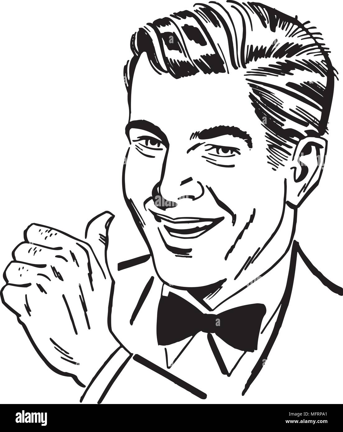 Man With Thumbs Up - Retro Clipart Illustration Stock Vector Image & Art -  Alamy
