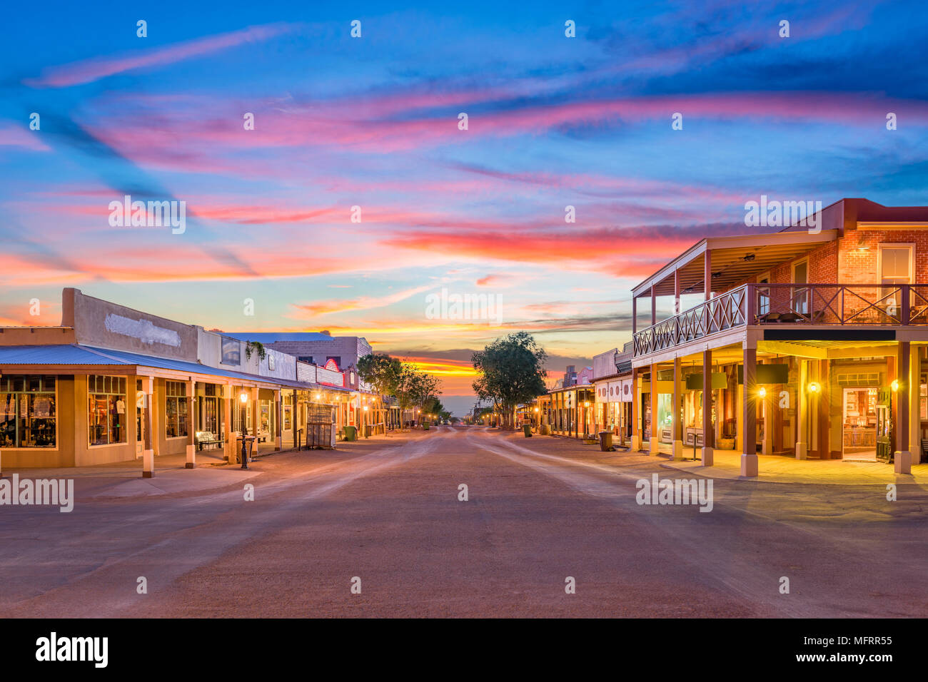 Tombstone, Arizona, USA old western town at sunset. Stock Photo