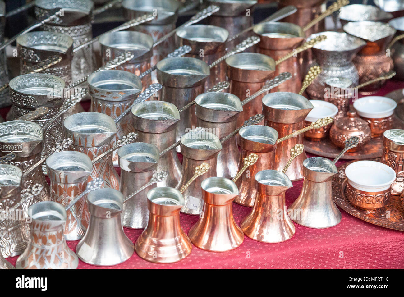 Turkish Copper Coffee Pot Handmade With Embossing And Turkish