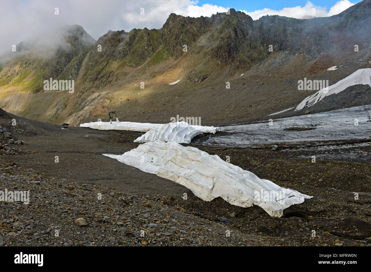 Covering of glacier ice with white plastic fleece to reduce ...