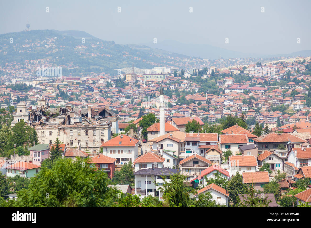 Panoramic view of Sarajevo, Bosnia and Herzegovina Stock Photo