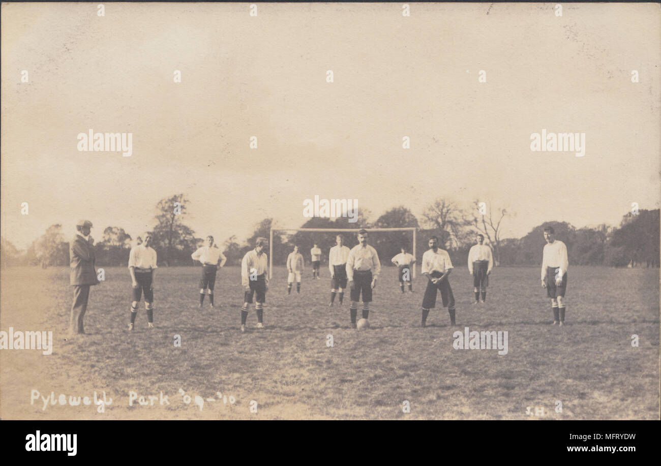 Real Photographic Postcard of a Football Match at Pylewell Park, East End, Hampshire Stock Photo