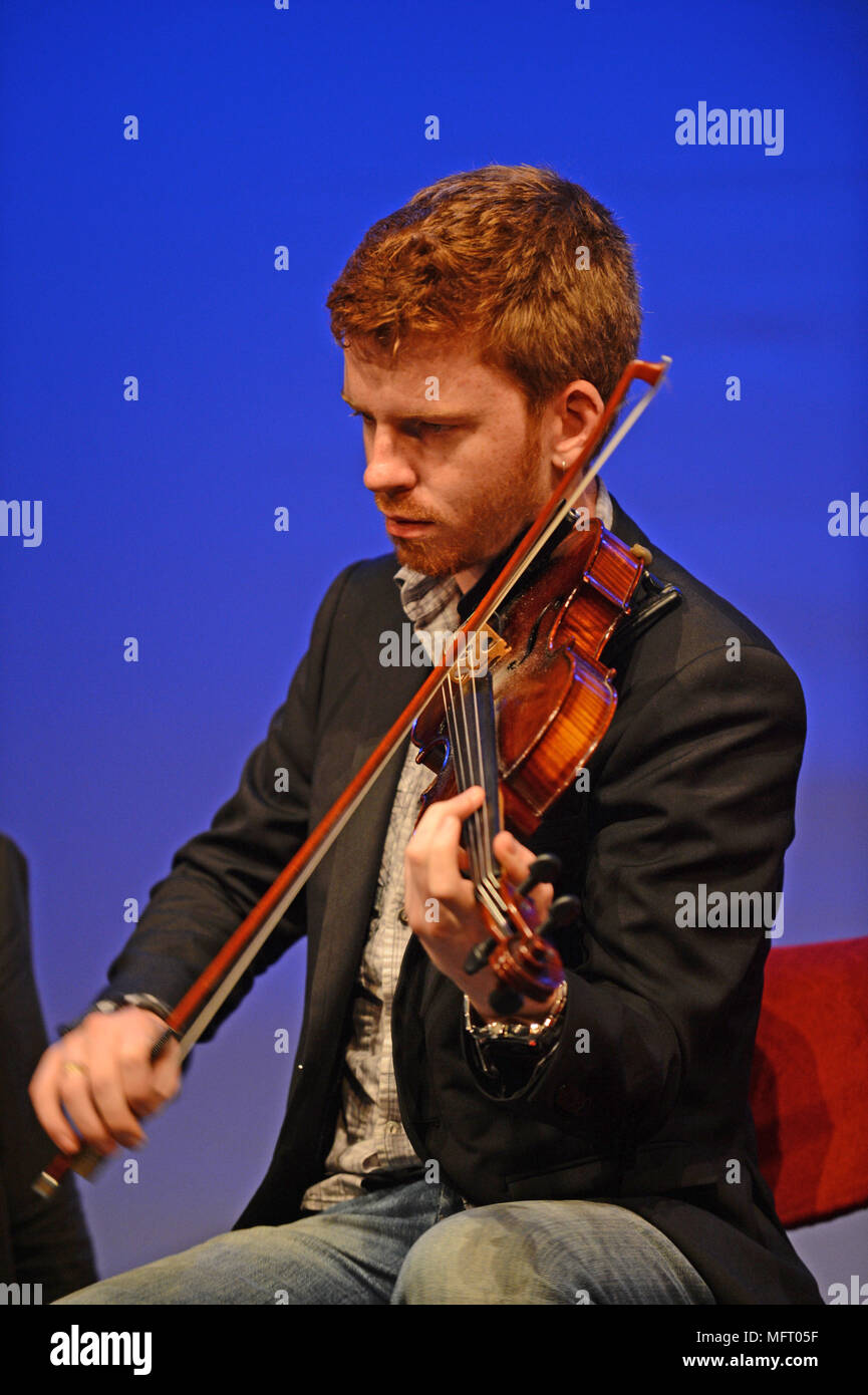 Ross Couper Shetland Scottish fiddle player on stage at Mareel Shetland Stock Photo