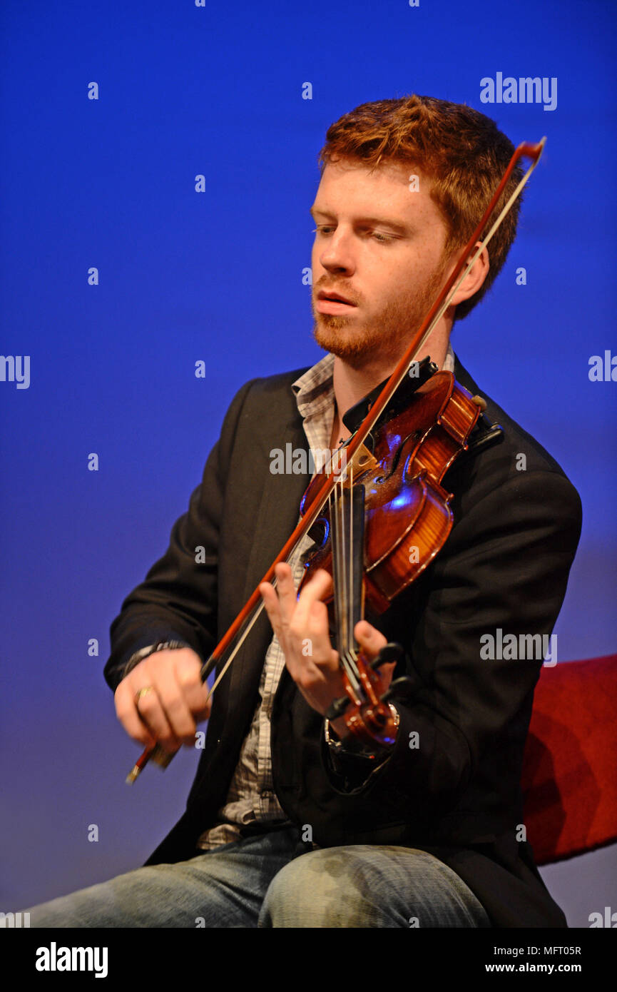 Ross Couper Shetland Scottish fiddle player on stage at Mareel Shetland Stock Photo