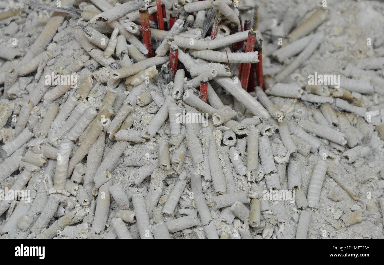 ash of incense for ancestor on pot Stock Photo Alamy