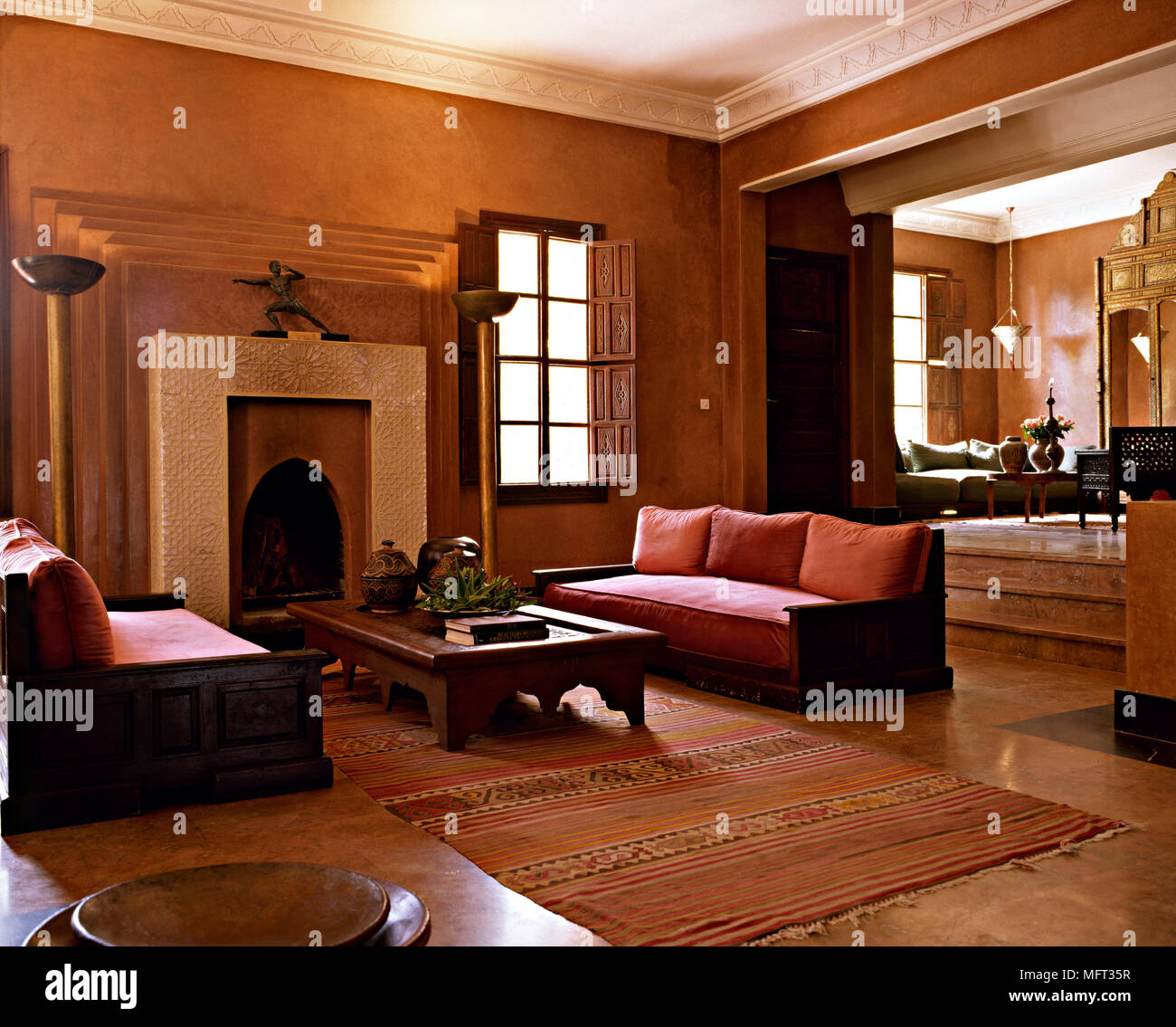 Moroccan Hotel Suite Sitting Room Fireplace Coffee Table