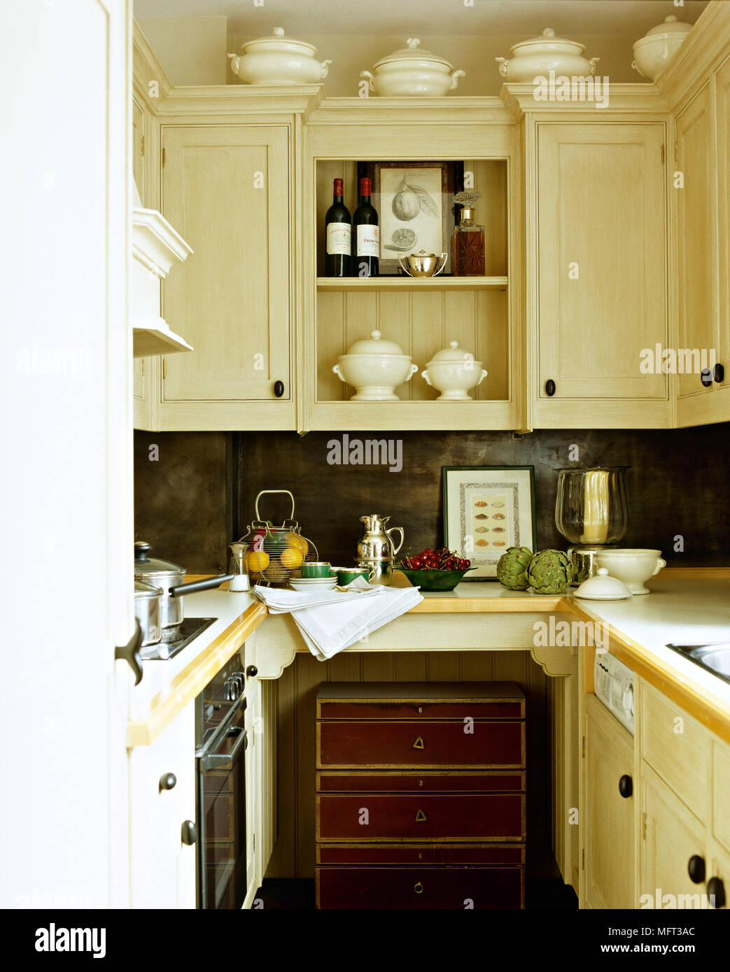 https://c8.alamy.com/comp/MFT3AC/modern-neutral-kitchen-painted-units-interiors-kitchens-small-compact-galley-MFT3AC.jpg