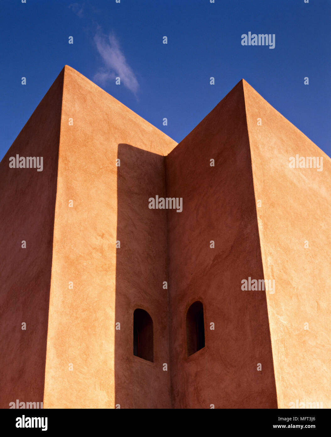 Exterior Moroccan house terracotta walls  Exteriors architecture modern  abstract Stock Photo