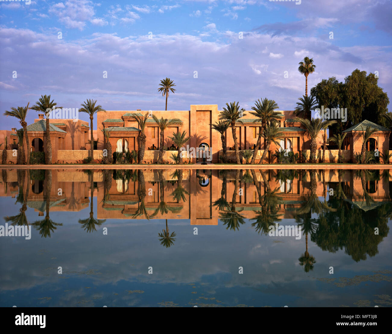 Exterior Moroccan house palm trees Exteriors architecture modern Stock