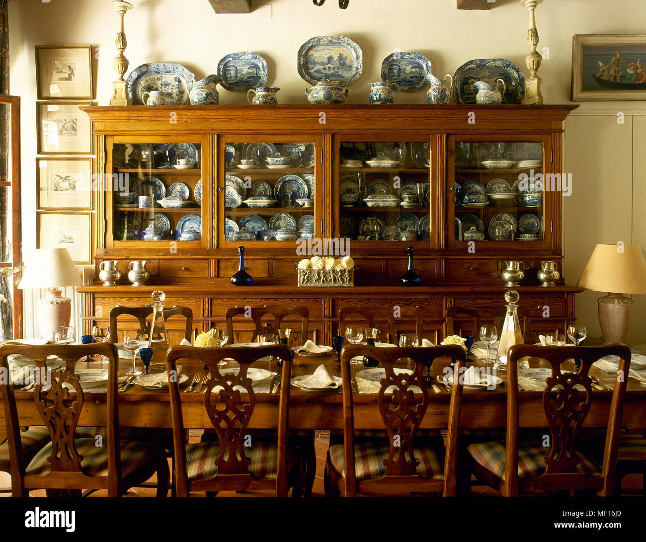 Traditional Dining Room Suite With Table Chairs And An Antique