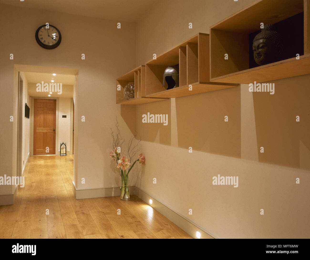 Wall mounted in minimalist hallway Stock Photo Alamy