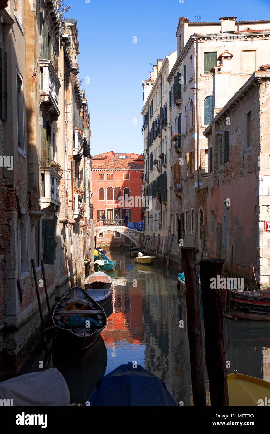 Rio di San Boldo from the Sotoportego ca' Mariani, Santa Croce, Venice, Italy: a quiet backwater canal Stock Photo