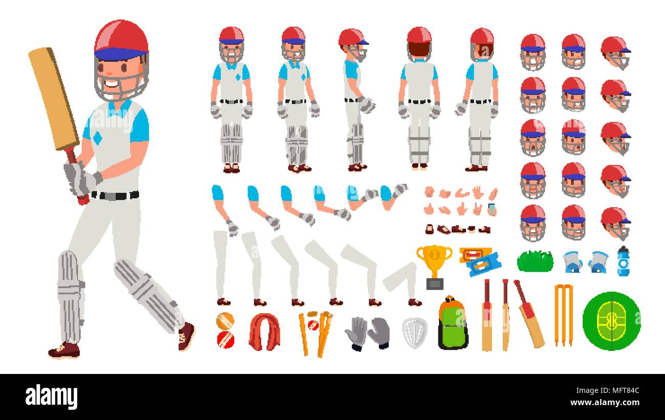 Cricket Player Male Vector. Sport Cricket Player Man. Cricketer