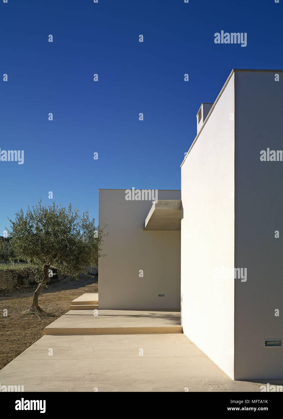 Exterior Of Modern House With Terrace Stock Photo Alamy