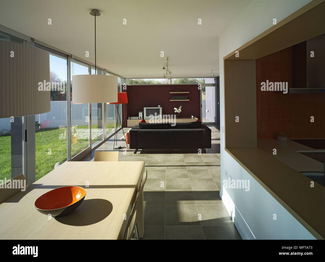 Modern Open Plan Kitchen Diner And Sitting Room With Floor