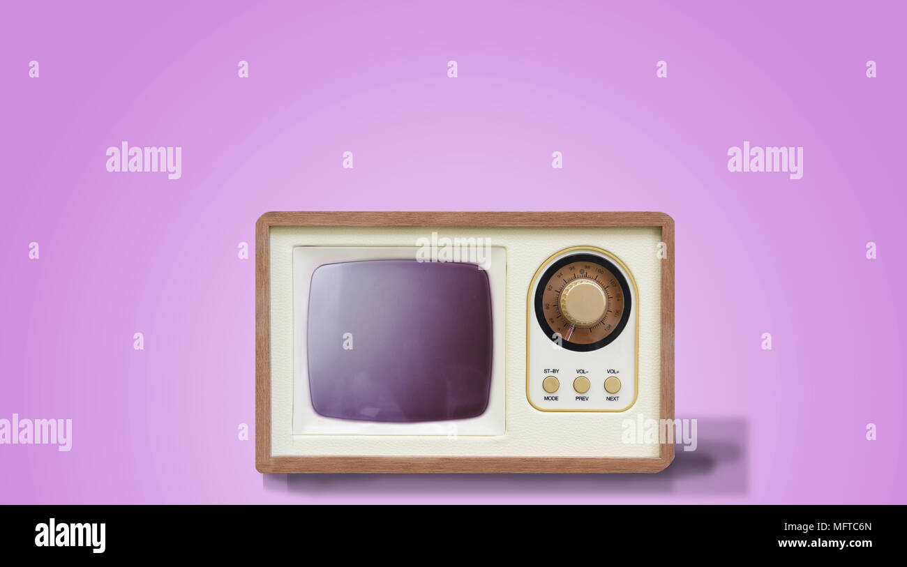 Old tv tunner isolated against a pink background. Television concept and  empty copy space for Editor's text Stock Photo - Alamy