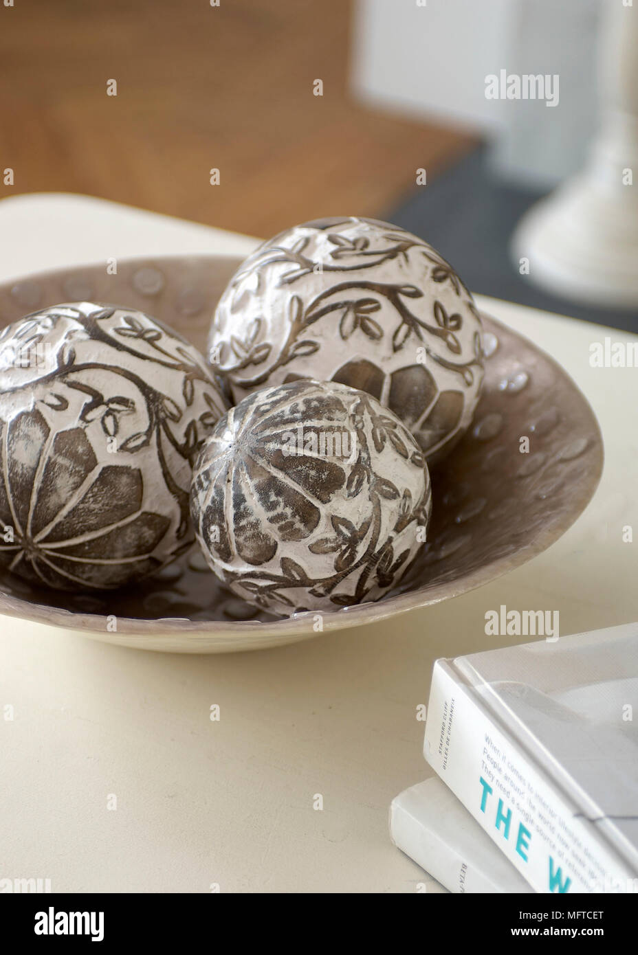 Decorative balls in dish Stock Photo Alamy